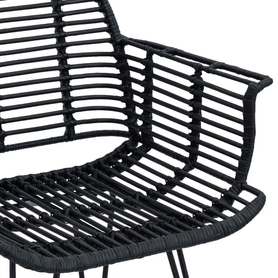 Chaise de salle à manger 2 pcs Rotin et métal Noir - 9