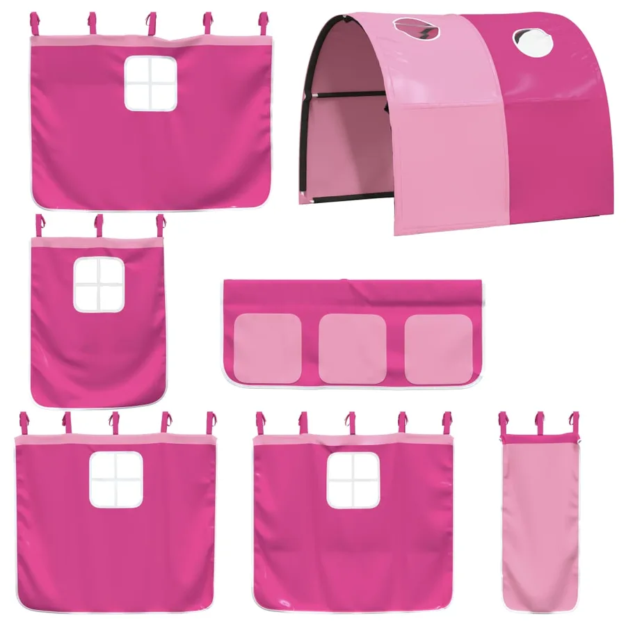 Rideaux pour lit mezzanine avec tunnel rose polyester - 3