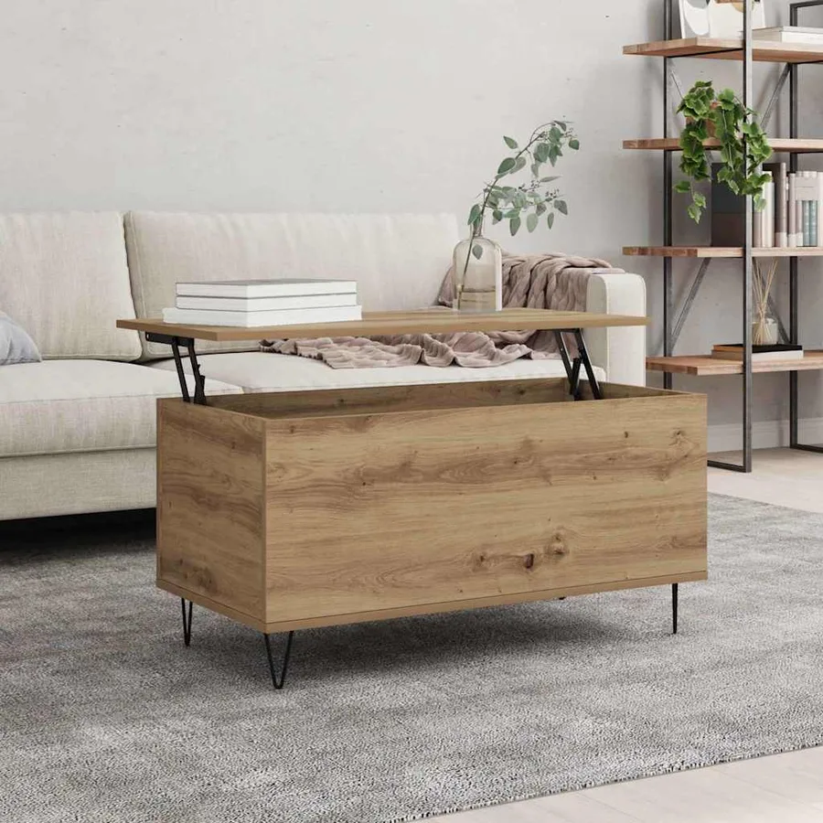 Table basse chêne artisanal 90 x 44.5 x 45 cm Bois d'ingénierie - 4