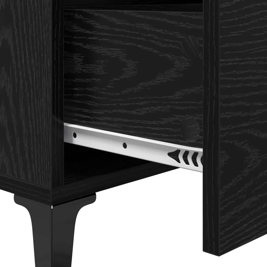 Buffet Chêne noir 69,5 x 34 x 90 cm Bois d'ingénierie et fer - 10