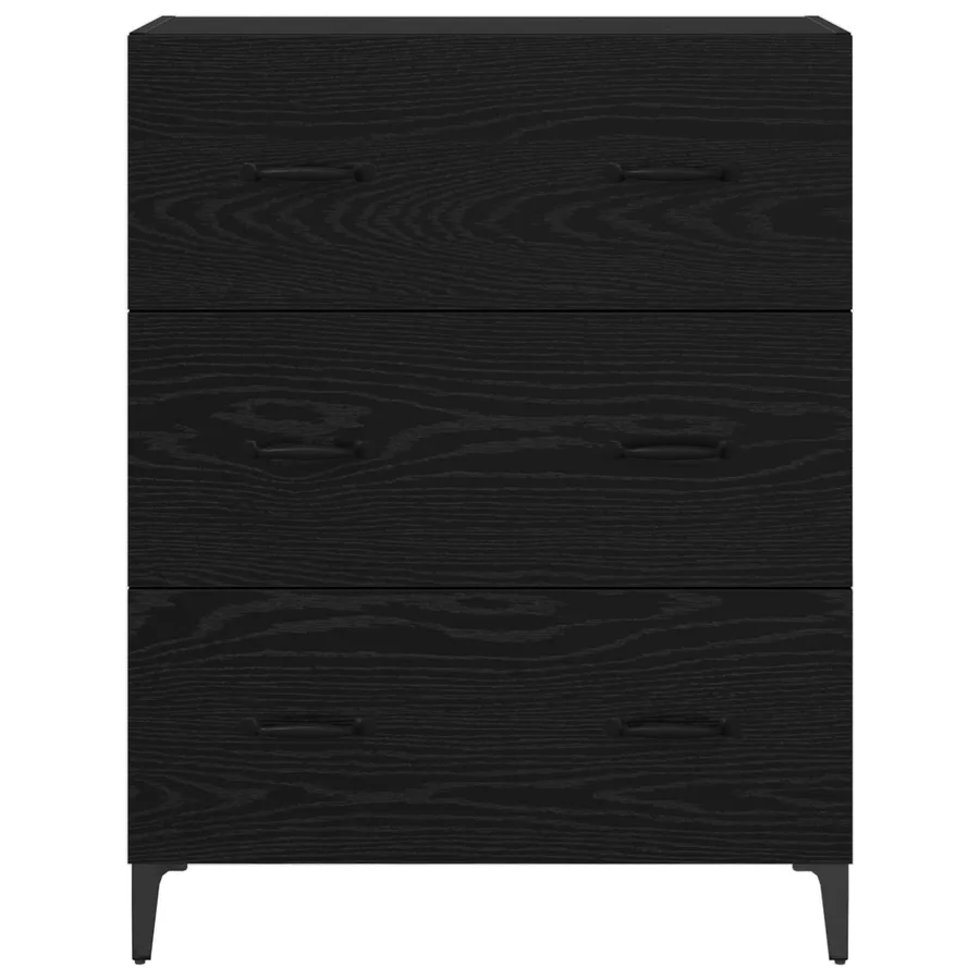 Buffet Chêne noir 69,5 x 34 x 90 cm Bois d'ingénierie et fer - 6