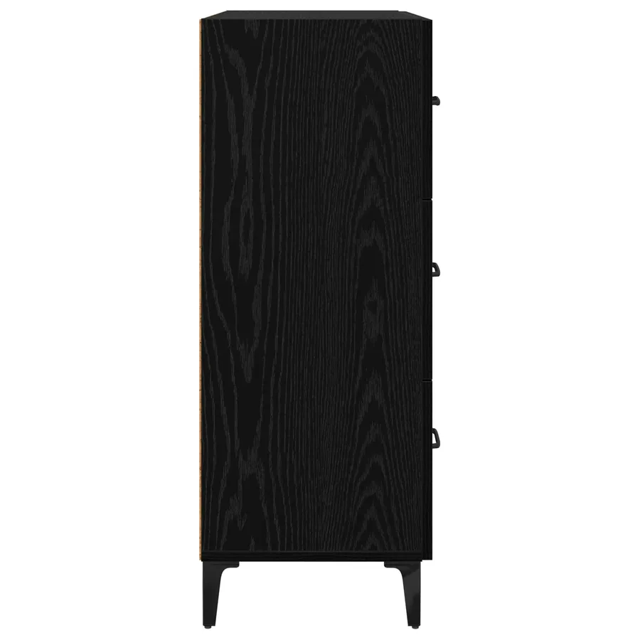 Buffet Chêne noir 69,5 x 34 x 90 cm Bois d'ingénierie et fer - 7