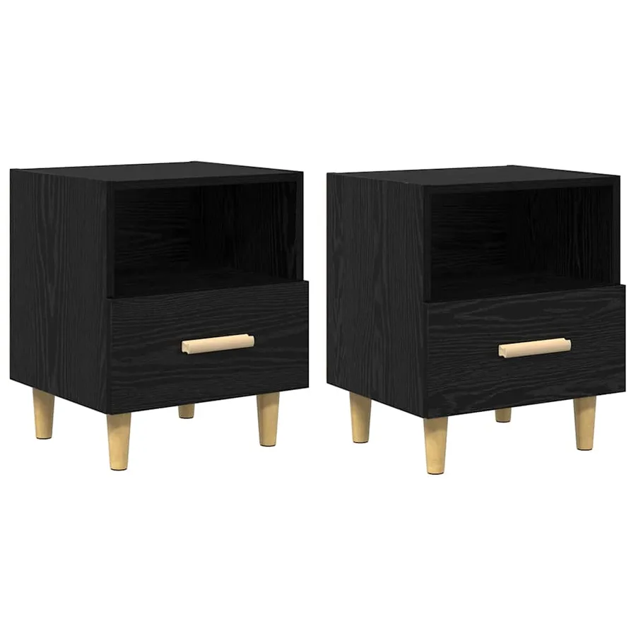 Cabinet de chevet avec tiroir 2 pcs Chêne noir 40 x 35 x 47 cm - 2