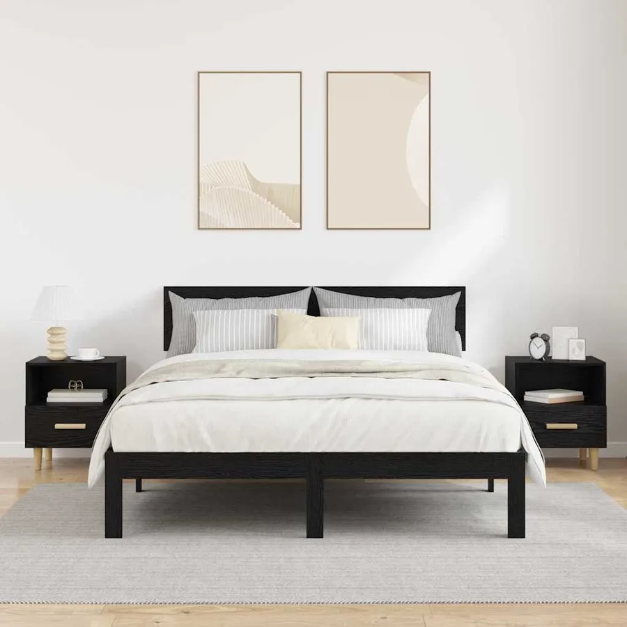 Cabinet de chevet avec tiroir 2 pcs Chêne noir 40 x 35 x 47 cm - 4