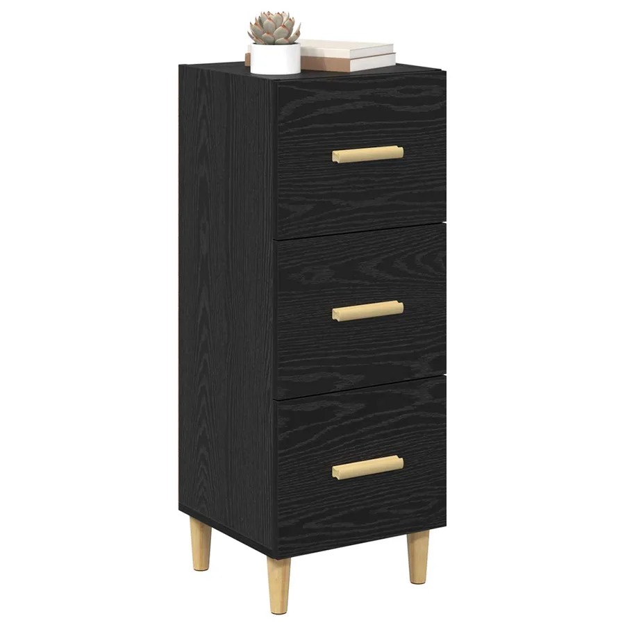Buffet Chêne noir 34,5 x 34 x 90 cm Bois d'ingénierie - 3