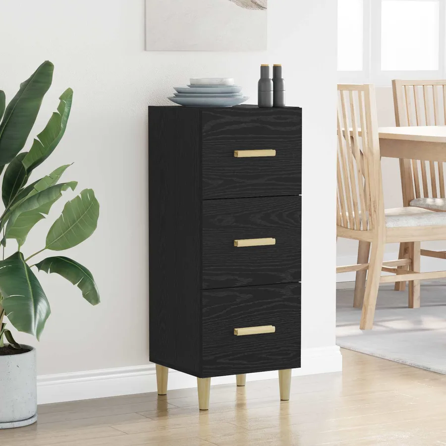 Buffet Chêne noir 34,5 x 34 x 90 cm Bois d'ingénierie - 4