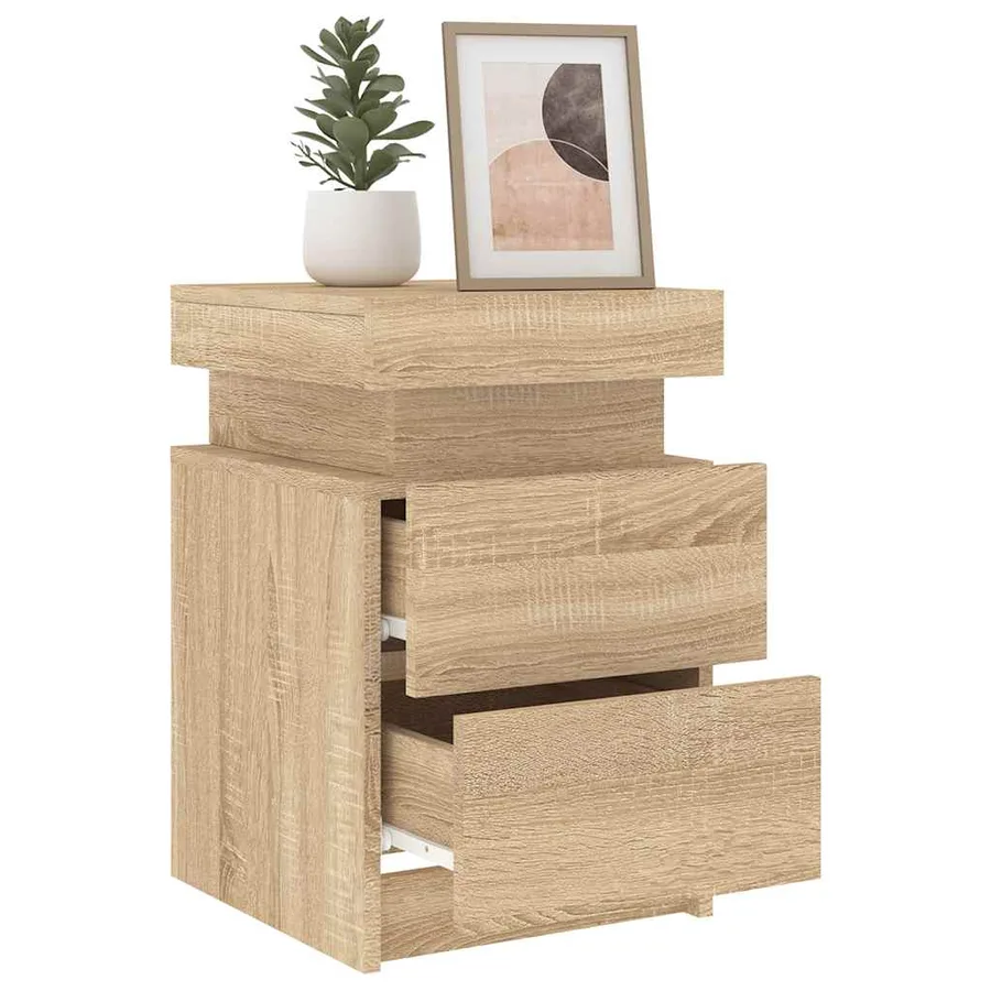 Table de chevet avec lumières LED chêne sonoma 35x39x55 cm - 14