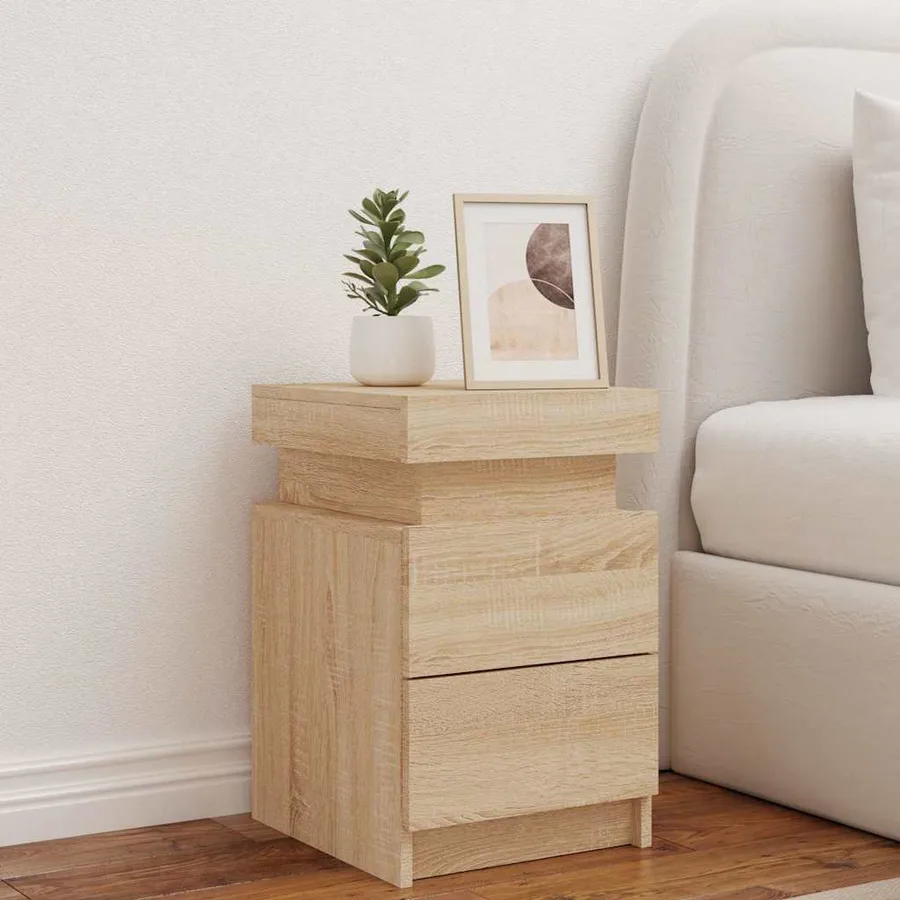 Table de chevet avec lumières LED chêne sonoma 35x39x55 cm - 3