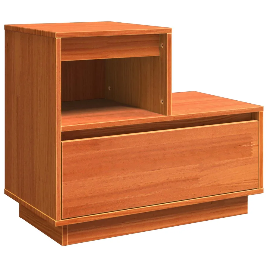 Cabinet de chevet avec tiroir 2 pcs Cire marron 60 x 34 x 51 cm - 6