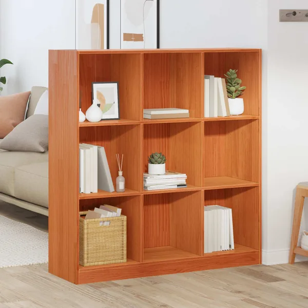 Bibliothèque Brun cire 104 x 33 x 110 cm Pin massif