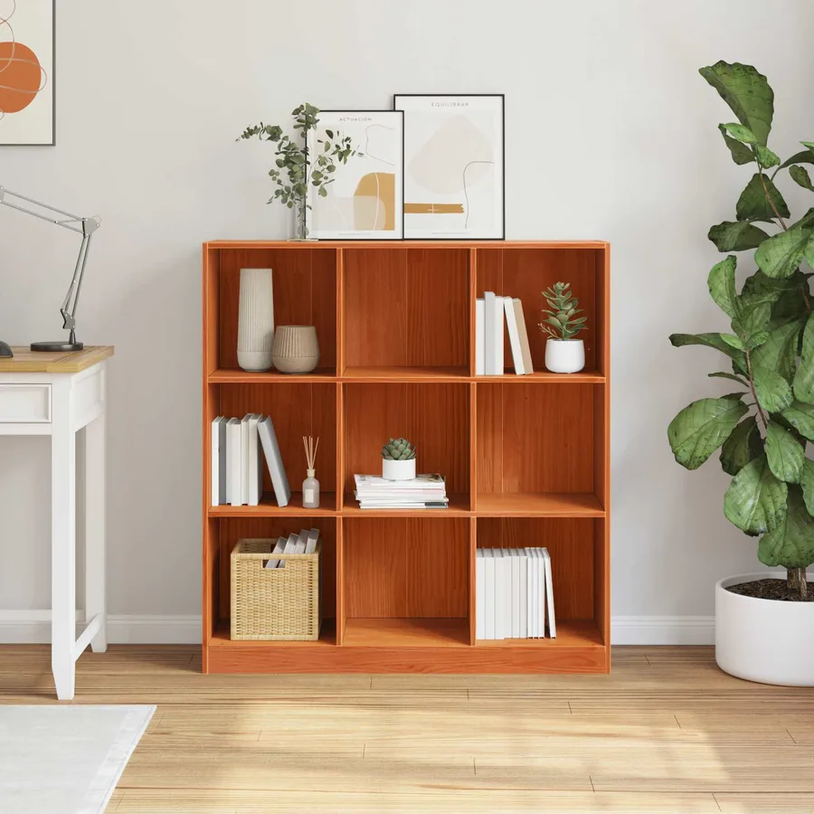Bibliothèque Brun cire 104 x 33 x 110 cm Pin massif - 4