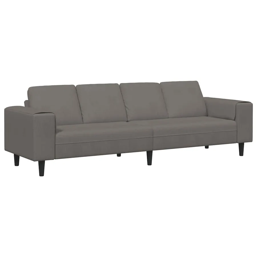 Canapé Gris clair 250 x 77 x 76 cm Tissu en velours côtelé - 2