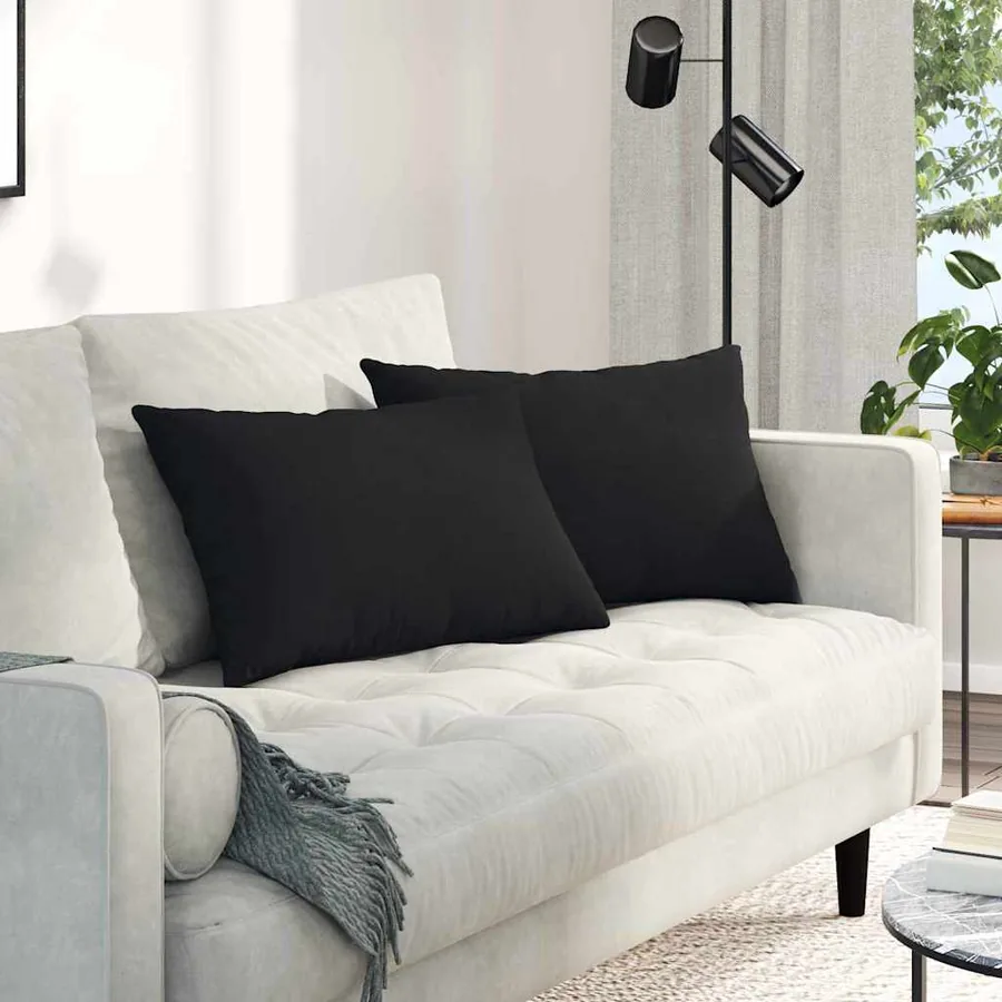 Coussins de canapé 2 pcs Noir 60 x 40 cm tissu