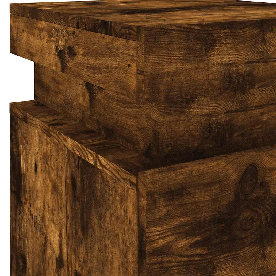 Tables de chevet avec lumières LED 2 pcs chêne fumé 35x39x55 cm - 11