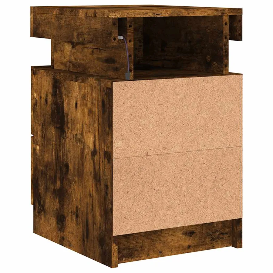 Tables de chevet avec lumières LED 2 pcs chêne fumé 35x39x55 cm - 9