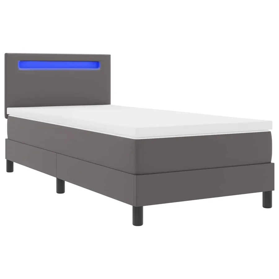 Lit à ressorts avec matelas Gris 90 x 190 cm Simili cuir - 5