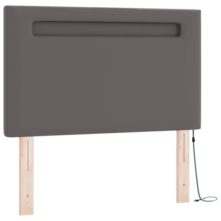 Lit à ressorts avec matelas Gris 90 x 190 cm Simili cuir - 7