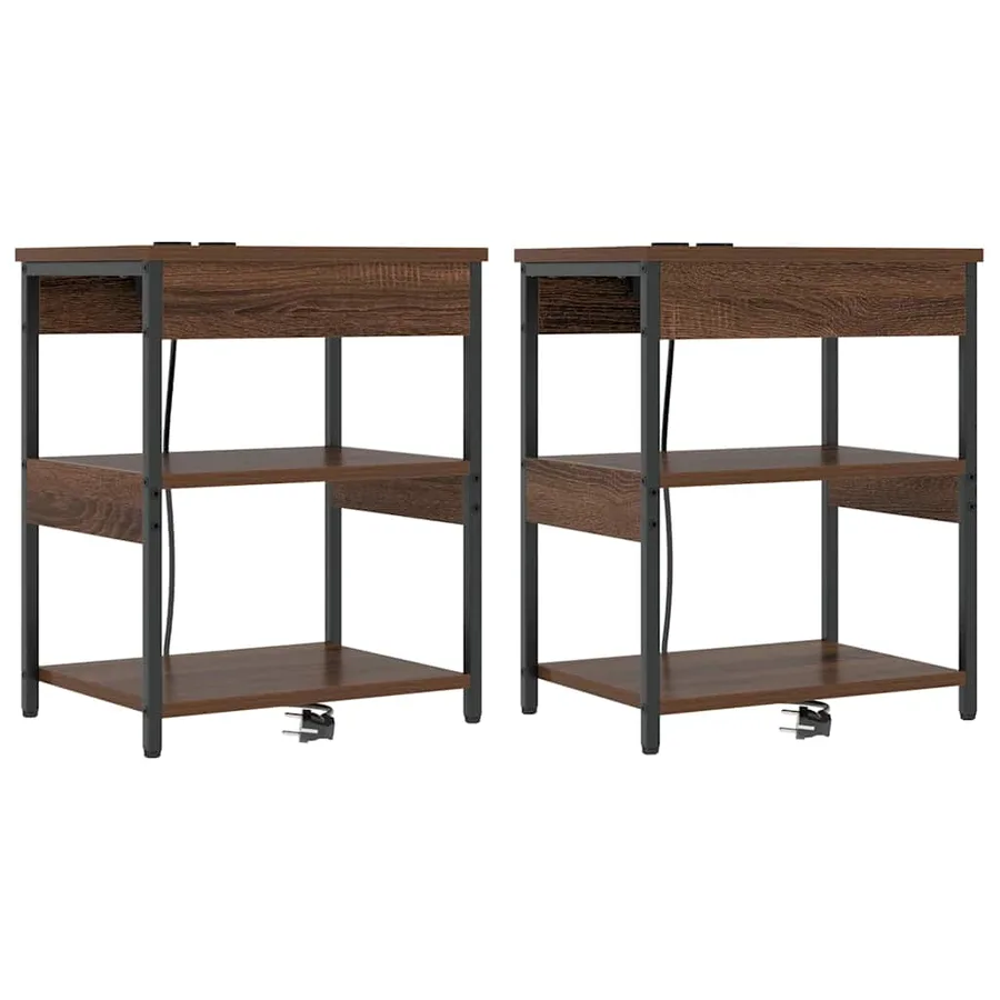 Cabinet de chevet 2 pcs Chêne brun 41 x 31 x 51 cm - 2