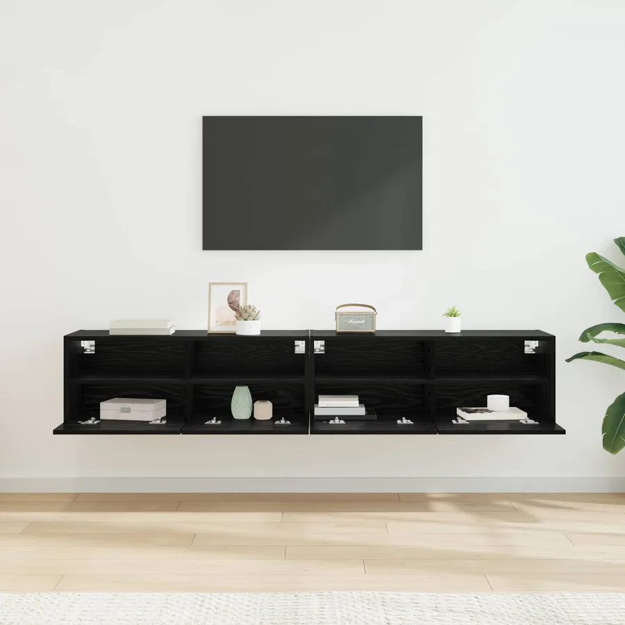 Meubles TV muraux 2 pcs Chêne noir 80 x 30 x 30 cm - 4