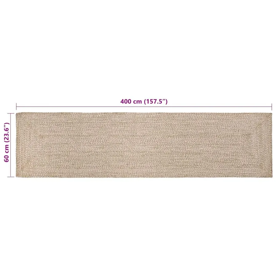 Tapis de surface Naturel et Blanc 60 x 400 cm Jute - 8