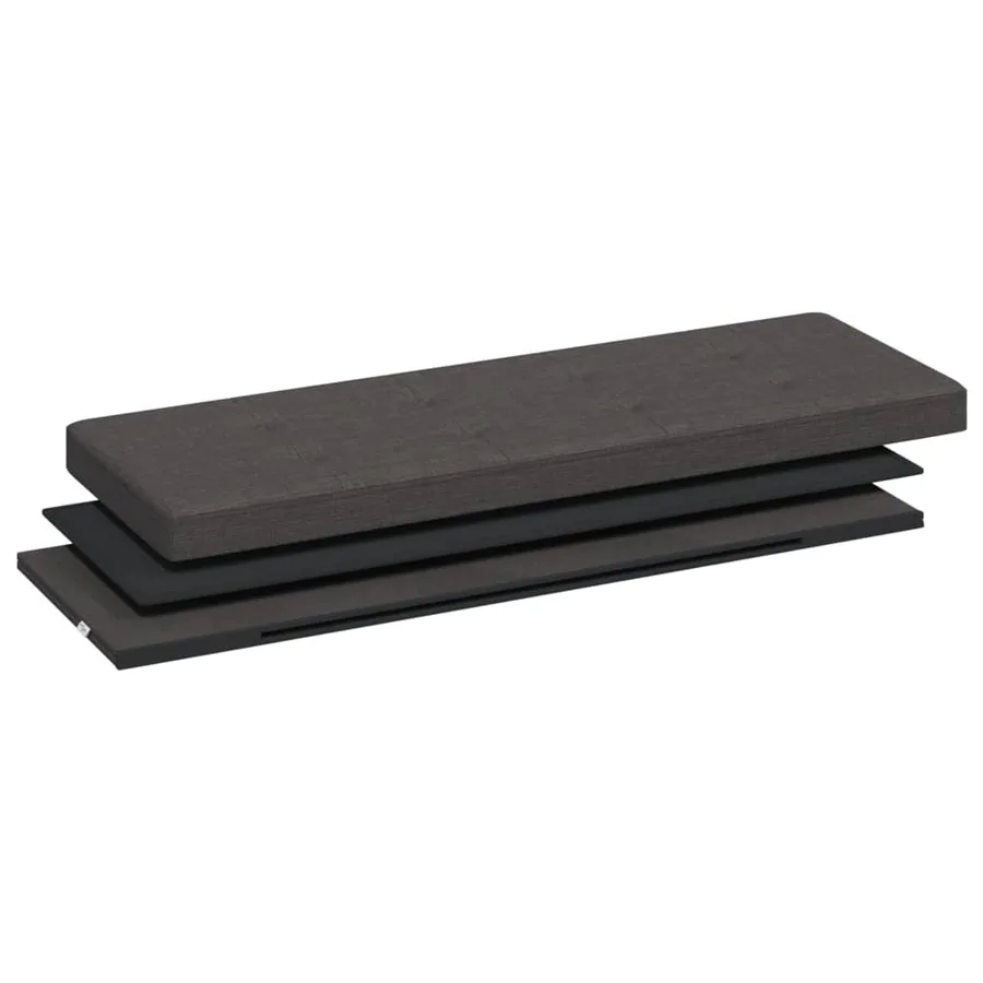 Banc de rangement pliable gris foncé faux lin - 10