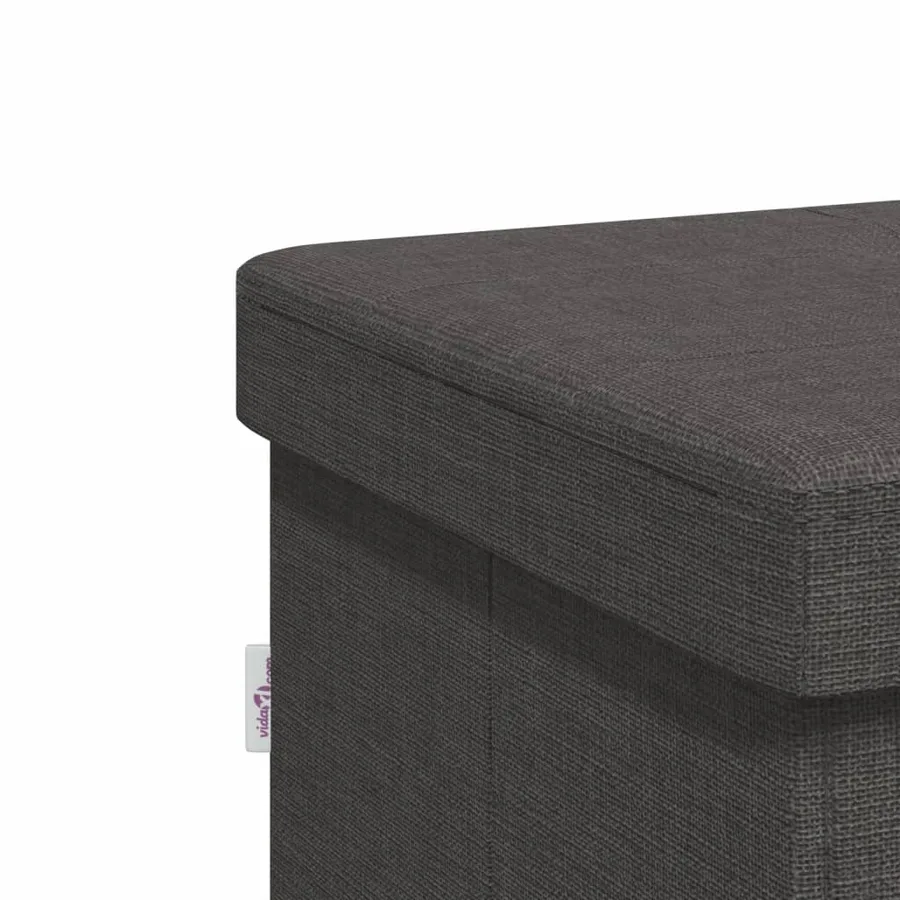 Banc de rangement pliable gris foncé faux lin - 11