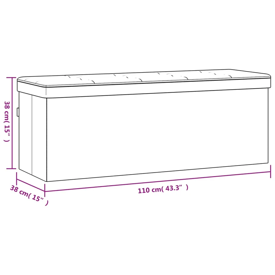 Banc de rangement pliable gris foncé faux lin - 13