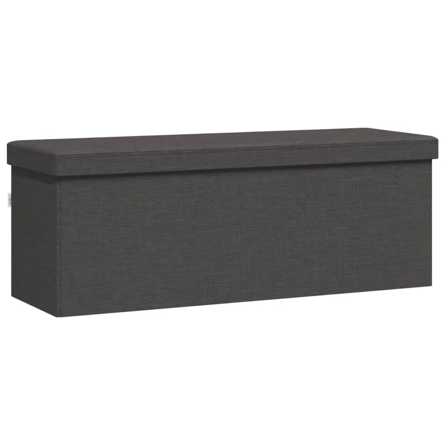 Banc de rangement pliable gris foncé faux lin - 2