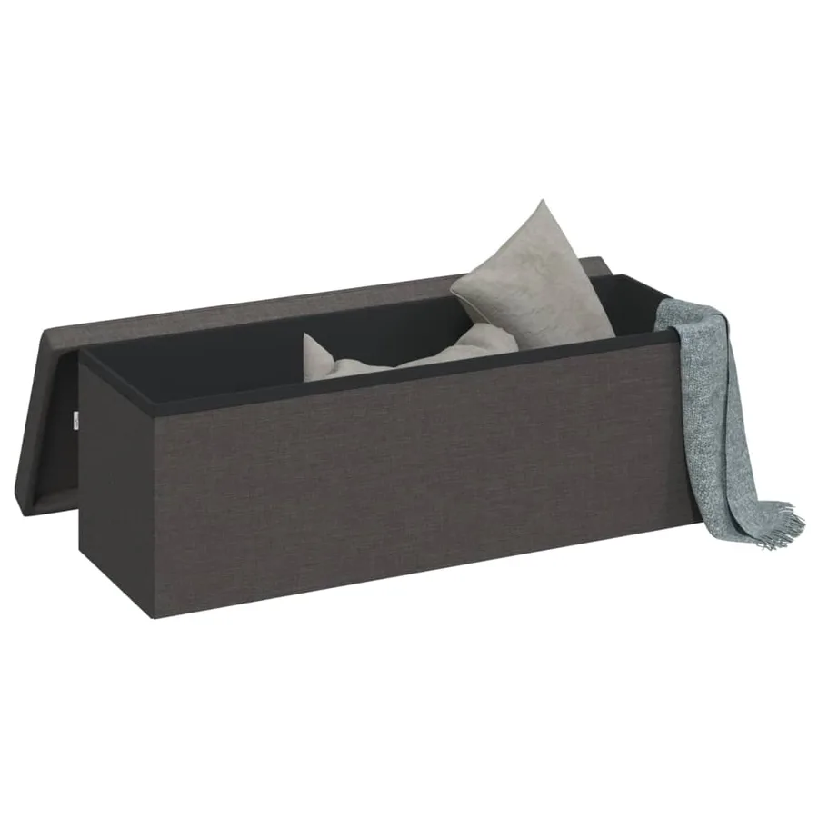 Banc de rangement pliable gris foncé faux lin - 4