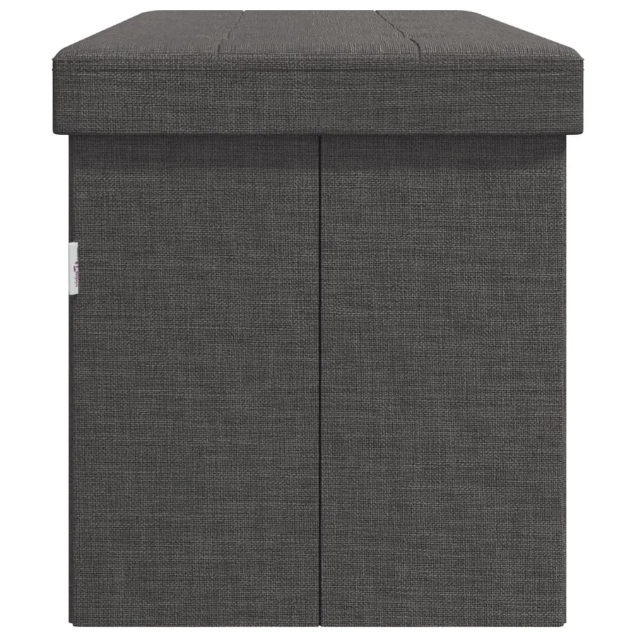 Banc de rangement pliable gris foncé faux lin - 6