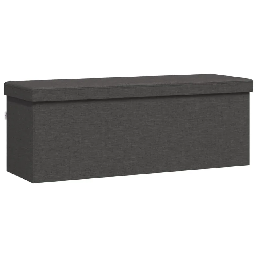 Banc de rangement pliable gris foncé faux lin - 7