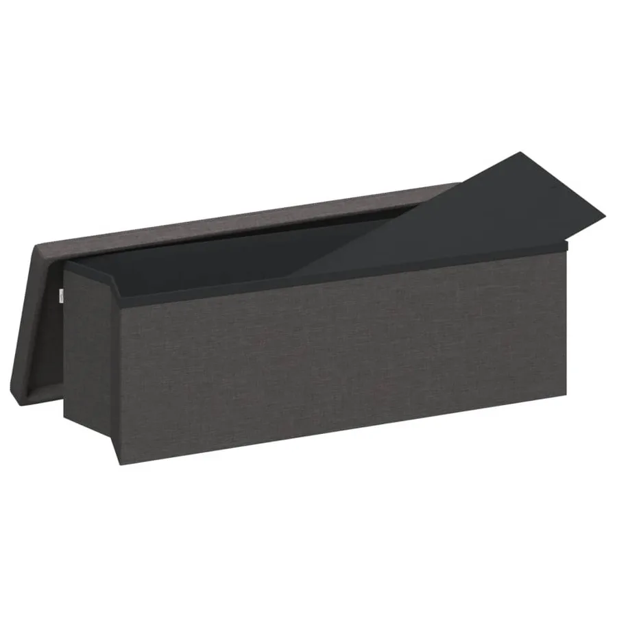 Banc de rangement pliable gris foncé faux lin - 8