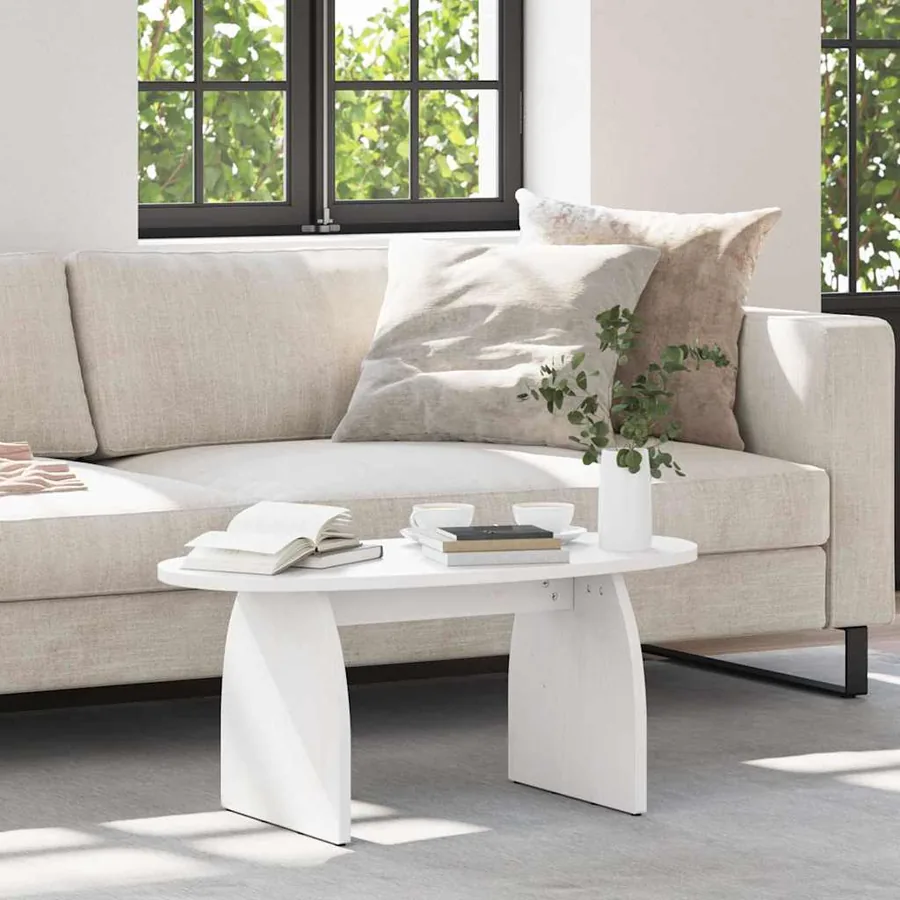 Table basse Blanc 80 x 40 x 35 cm Pin massif