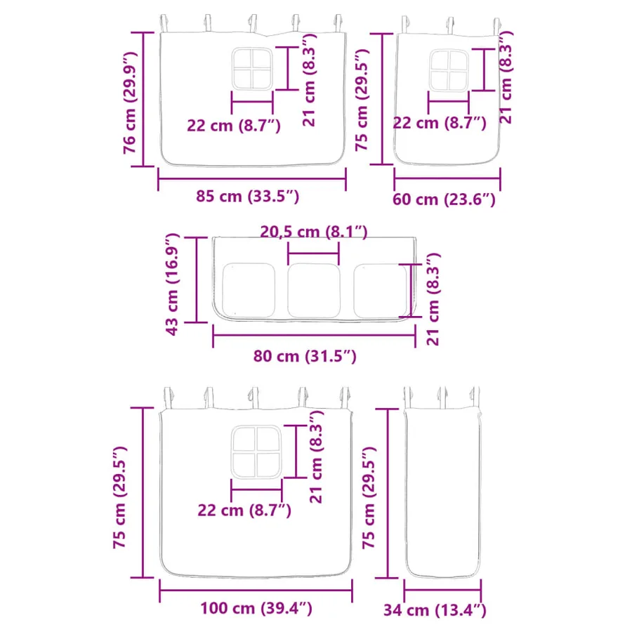 Lit mezzanine enfants avec rideaux sans matelas 90x190 cm - 16