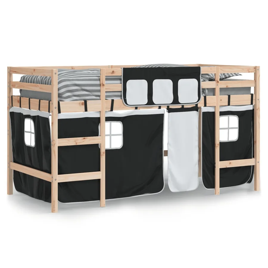 Lit mezzanine enfants avec rideaux sans matelas 90x190 cm - 3