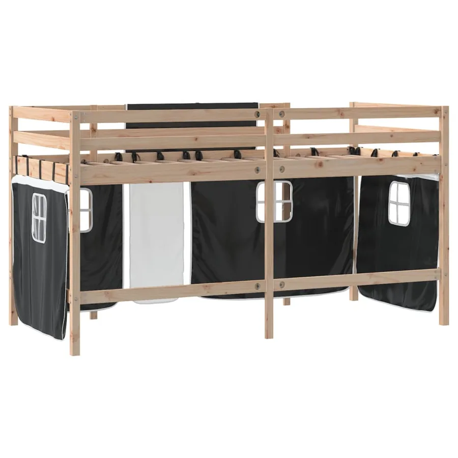 Lit mezzanine enfants avec rideaux sans matelas 90x190 cm - 9