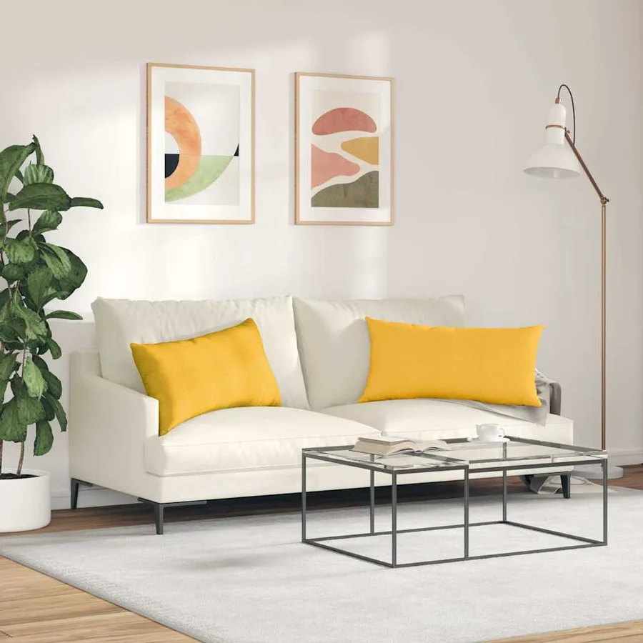 Coussins de canapé 2 pcs Jaune clair 80 x 40 cm - 4