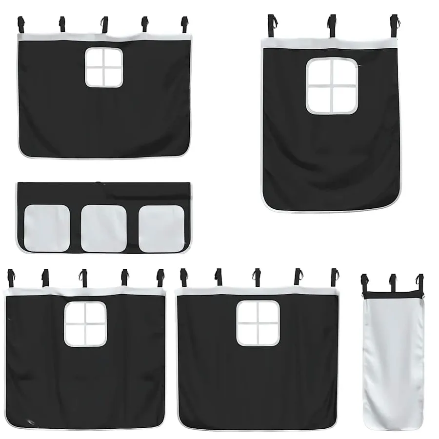 Rideaux pour lit mezzanine blanc et noir polyester - 3