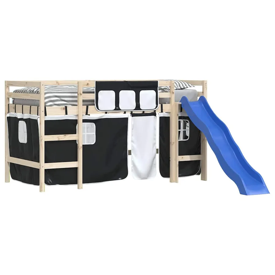 Rideaux pour lit mezzanine blanc et noir polyester - 4