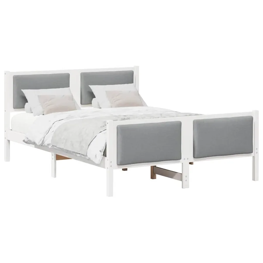 Cadre de lit avec tête de lit Gris clair 135 x 190 cm tissu - 3