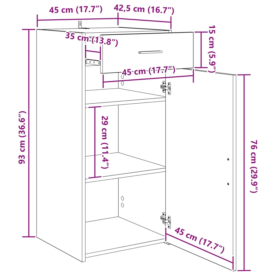 Buffet Chêne noir 45 x 42,5 x 93 cm Bois d'ingénierie - 15