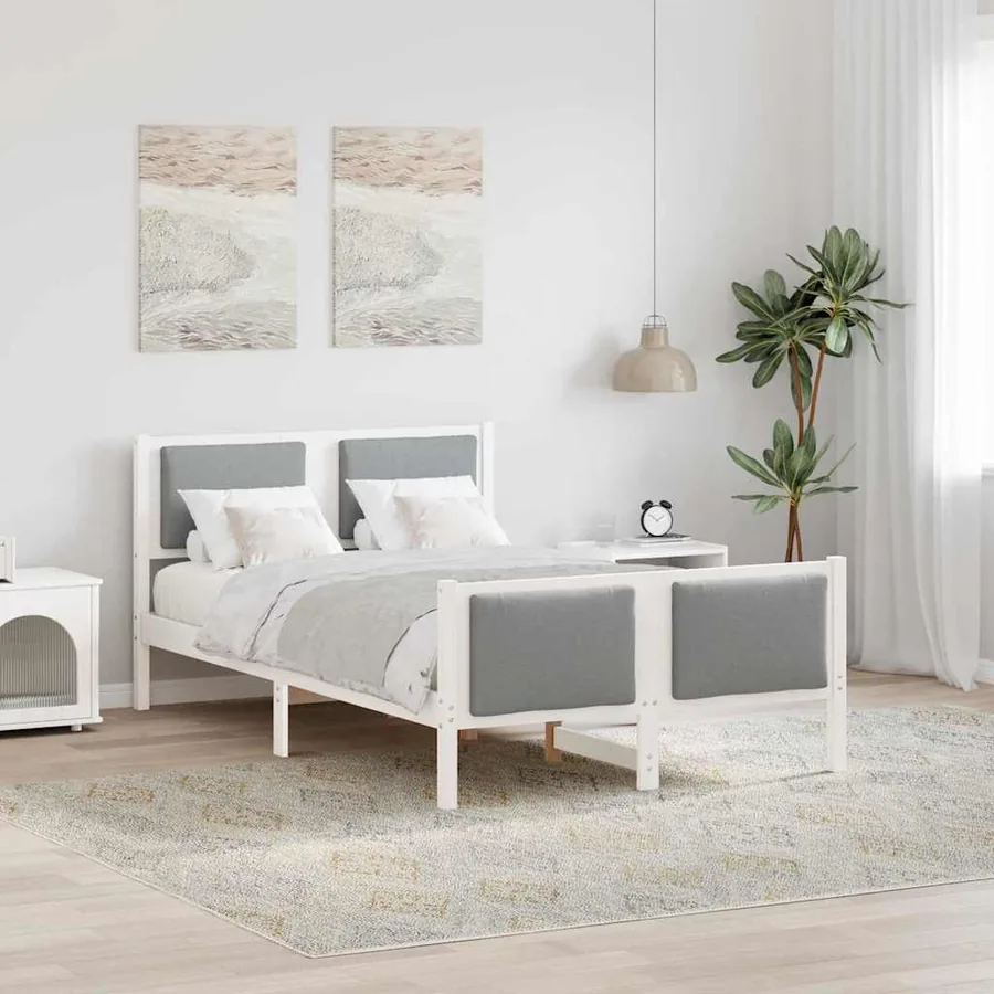 Cadre de lit avec tête de lit Gris clair 120 x 190 cm tissu