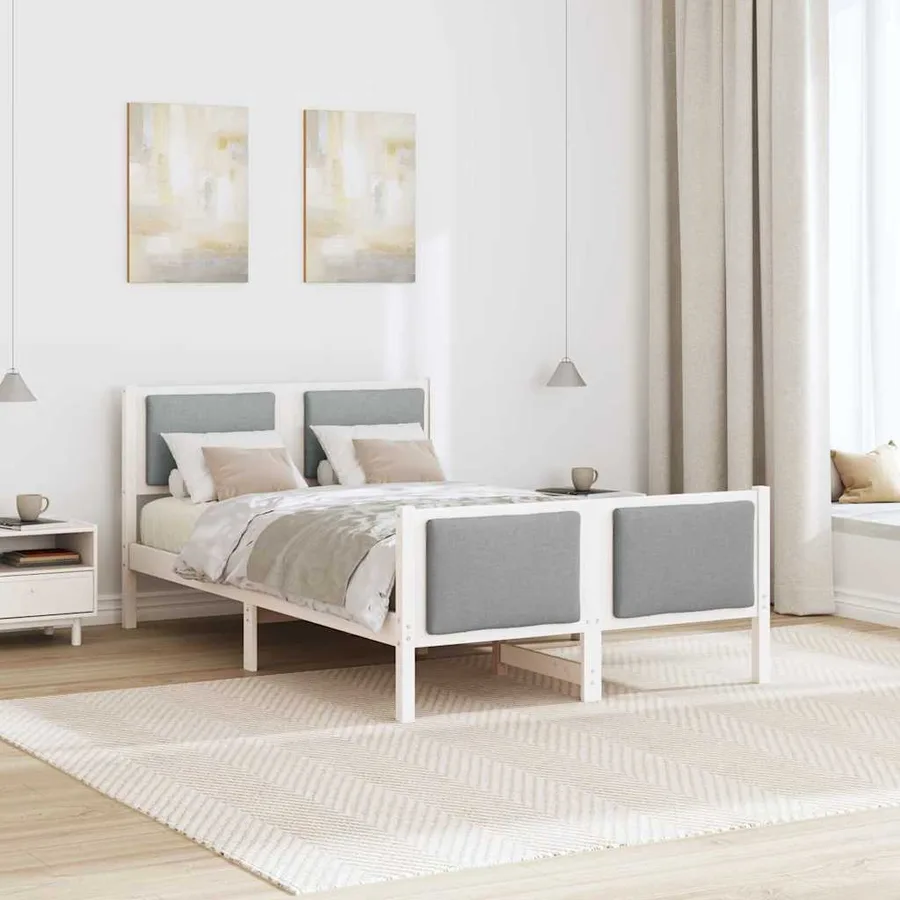 Cadre de lit avec tête de lit Gris clair 120 x 190 cm tissu - 4