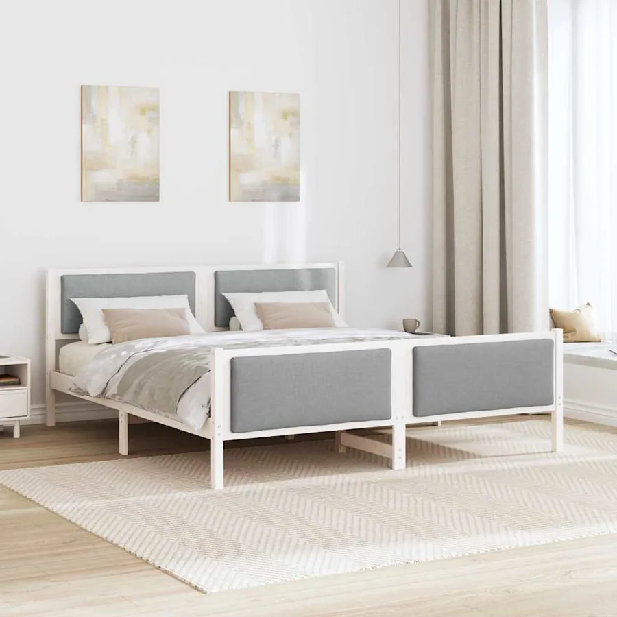 Cadre de lit avec tête de lit Gris clair 180 x 200 cm tissu - 4