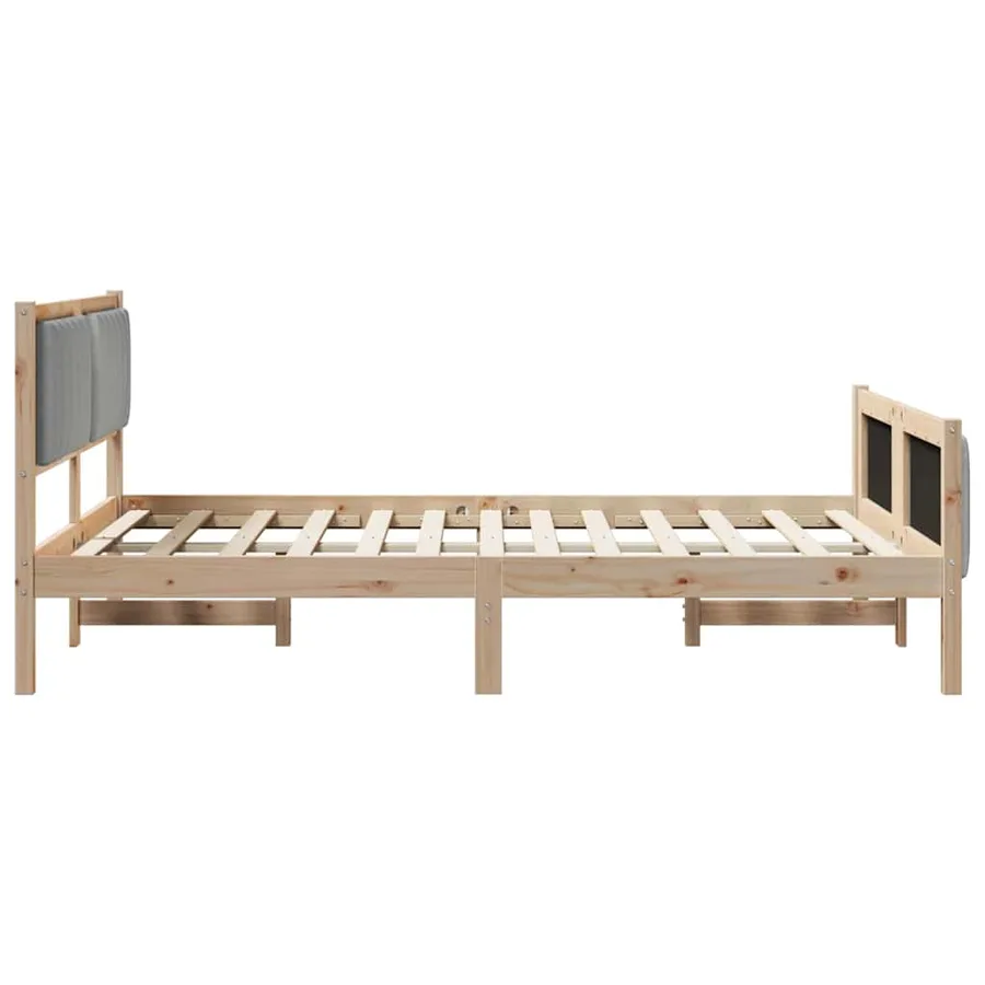 Cadre de lit avec tête de lit Marron et gris clair 135 x 190 cm - 6