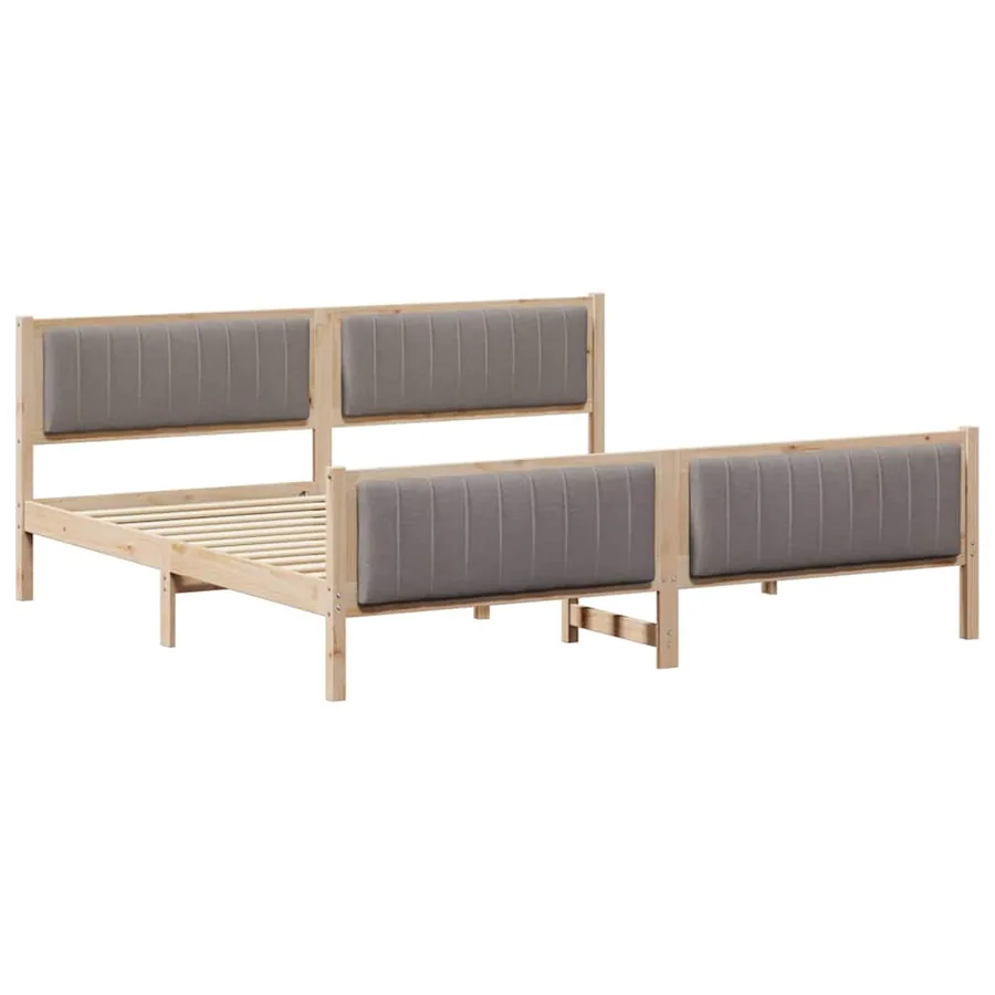 Cadre de lit Marron et taupe 200 x 200 cm Bois massif en pin - 2