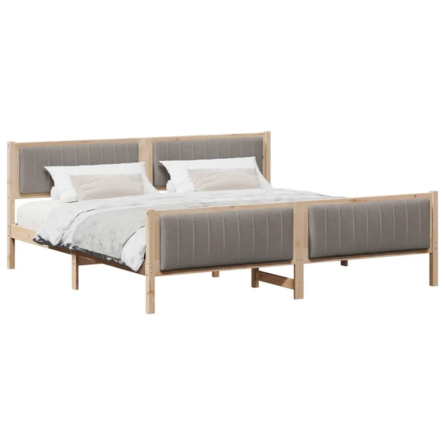 Cadre de lit Marron et taupe 200 x 200 cm Bois massif en pin - 3
