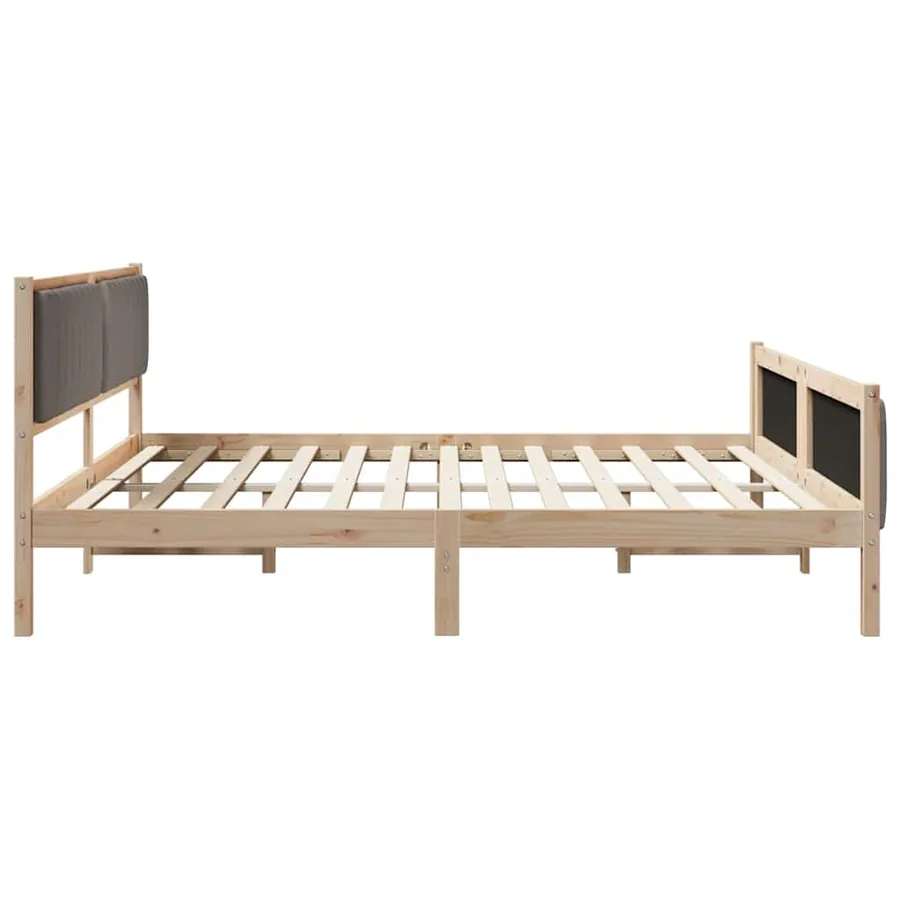 Cadre de lit Marron et taupe 200 x 200 cm Bois massif en pin - 6