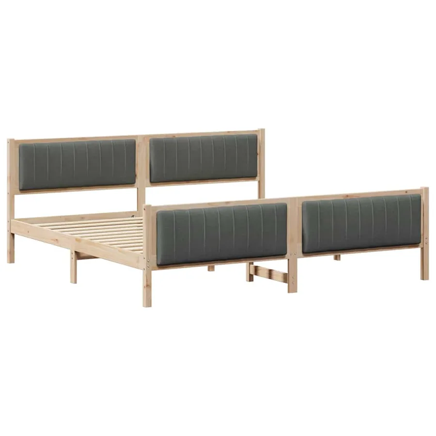 Cadre de lit avec tête de lit marron et gris foncé 200 x 200 cm - 2