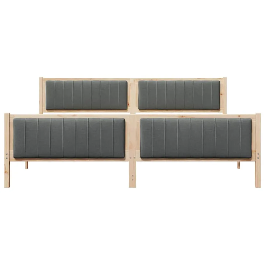 Cadre de lit avec tête de lit marron et gris foncé 200 x 200 cm - 5
